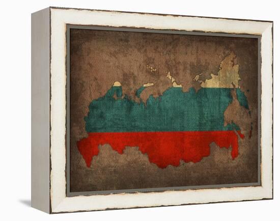 Russia Country Flag Map-Red Atlas Designs-Framed Premier Image Canvas