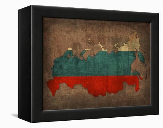 Russia Country Flag Map-Red Atlas Designs-Framed Premier Image Canvas