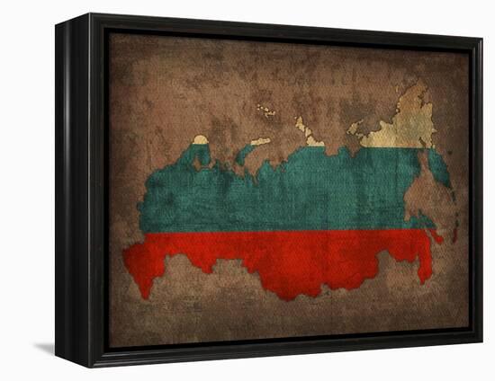 Russia Country Flag Map-Red Atlas Designs-Framed Premier Image Canvas