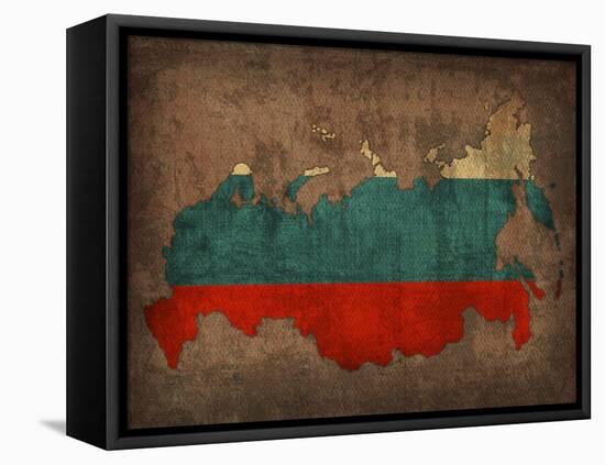 Russia Country Flag Map-Red Atlas Designs-Framed Premier Image Canvas