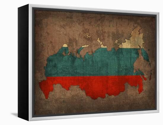 Russia Country Flag Map-Red Atlas Designs-Framed Premier Image Canvas