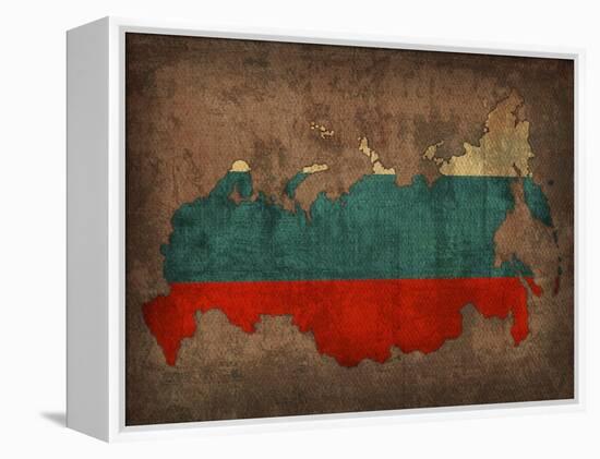 Russia Country Flag Map-Red Atlas Designs-Framed Premier Image Canvas