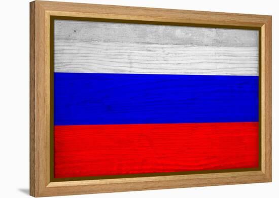 Russia Flag Design with Wood Patterning - Flags of the World Series-Philippe Hugonnard-Framed Stretched Canvas