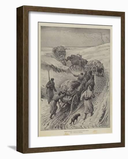 Russia in Poland, Convoy of Forage on the Vistula-Johann Nepomuk Schonberg-Framed Giclee Print