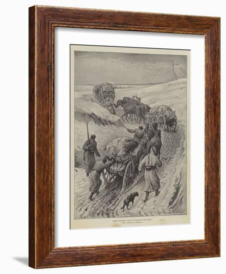 Russia in Poland, Convoy of Forage on the Vistula-Johann Nepomuk Schonberg-Framed Giclee Print