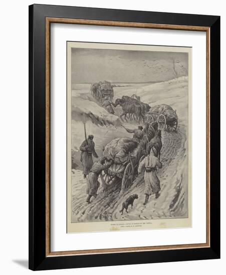 Russia in Poland, Convoy of Forage on the Vistula-Johann Nepomuk Schonberg-Framed Giclee Print