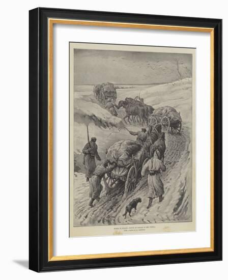 Russia in Poland, Convoy of Forage on the Vistula-Johann Nepomuk Schonberg-Framed Giclee Print