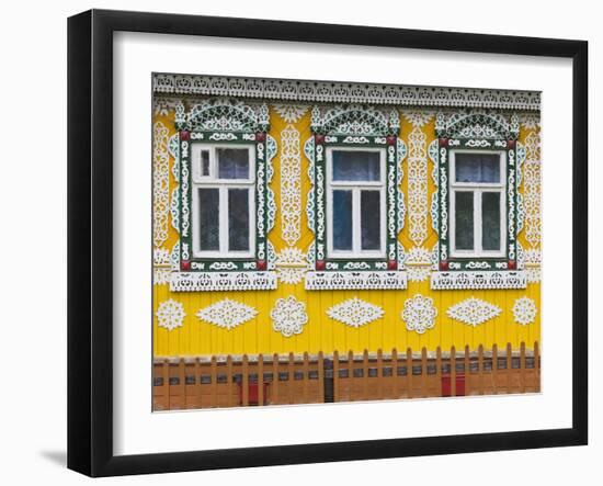 Russia, Ivanovo Oblast, Golden Ring, Plyos, House with Traditional Russian Architecture-Walter Bibikow-Framed Photographic Print