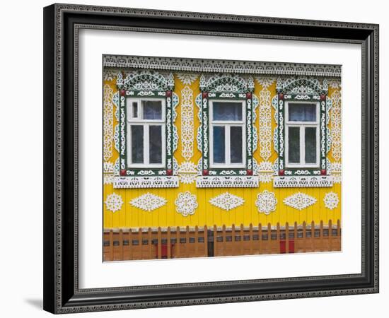 Russia, Ivanovo Oblast, Golden Ring, Plyos, House with Traditional Russian Architecture-Walter Bibikow-Framed Photographic Print