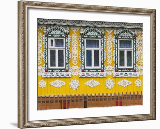 Russia, Ivanovo Oblast, Golden Ring, Plyos, House with Traditional Russian Architecture-Walter Bibikow-Framed Photographic Print