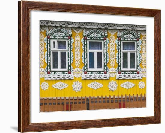 Russia, Ivanovo Oblast, Golden Ring, Plyos, House with Traditional Russian Architecture-Walter Bibikow-Framed Photographic Print