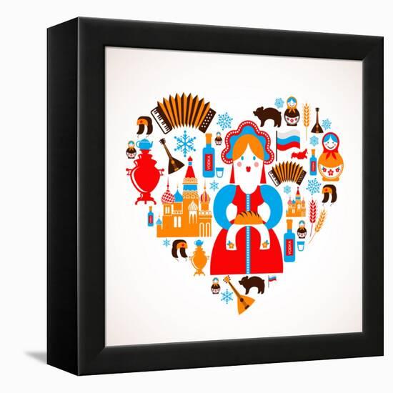 Russia Love - Heart-Marish-Framed Stretched Canvas