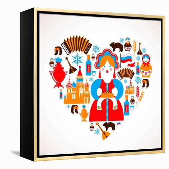 Russia Love - Heart-Marish-Framed Stretched Canvas