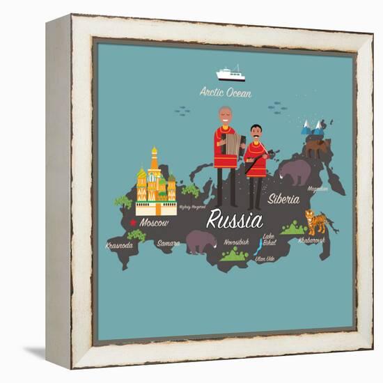 Russia Map and Travel Eps 10 Format-Sajja-Framed Stretched Canvas