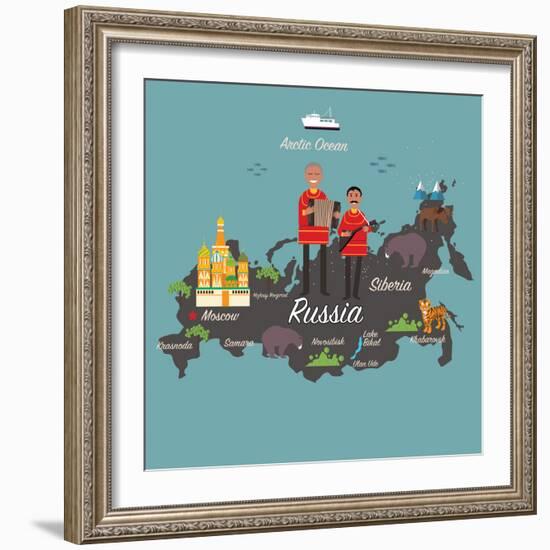 Russia Map and Travel Eps 10 Format-Sajja-Framed Art Print