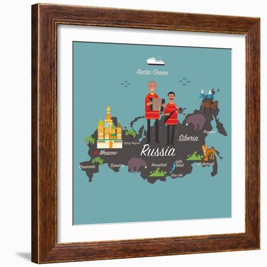 Russia Map and Travel Eps 10 Format-Sajja-Framed Art Print