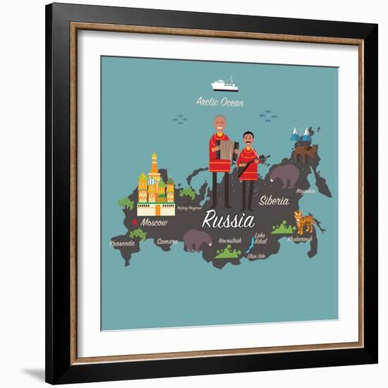 Russia Map and Travel Eps 10 Format-Sajja-Framed Art Print