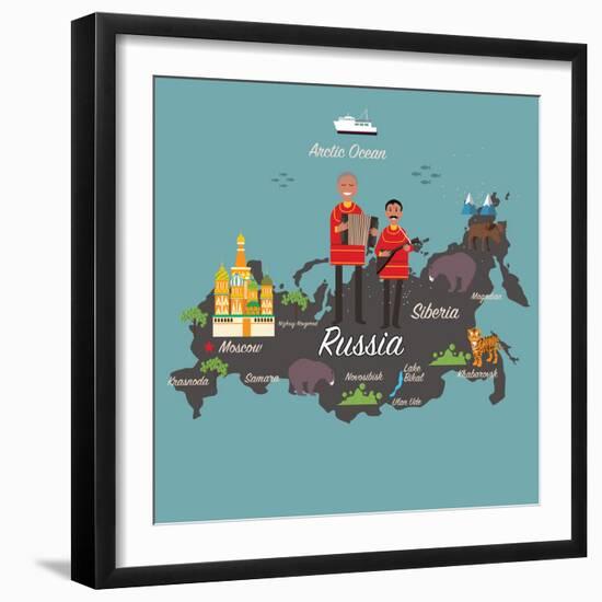 Russia Map and Travel Eps 10 Format-Sajja-Framed Art Print