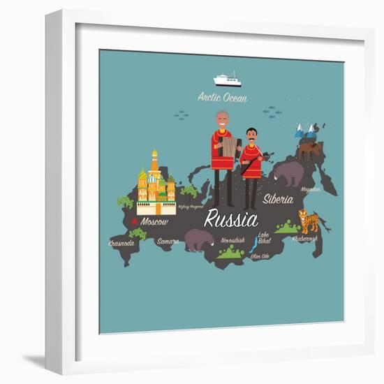 Russia Map and Travel Eps 10 Format-Sajja-Framed Art Print