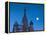 Russia, Moscow, Red Square, Kremlin, St. Basils Cathedral with Moonrise-Walter Bibikow-Framed Premier Image Canvas