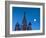 Russia, Moscow, Red Square, Kremlin, St. Basils Cathedral with Moonrise-Walter Bibikow-Framed Photographic Print