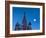 Russia, Moscow, Red Square, Kremlin, St. Basils Cathedral with Moonrise-Walter Bibikow-Framed Photographic Print