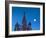Russia, Moscow, Red Square, Kremlin, St. Basils Cathedral with Moonrise-Walter Bibikow-Framed Photographic Print