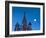 Russia, Moscow, Red Square, Kremlin, St. Basils Cathedral with Moonrise-Walter Bibikow-Framed Photographic Print