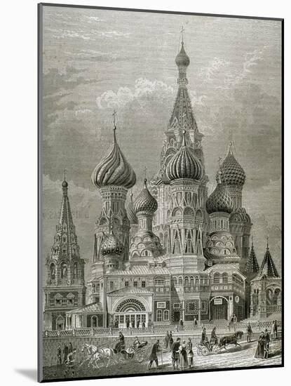 Russia, Moscow, St. Basil's Cathedral, Engraving-Tarker-Mounted Giclee Print