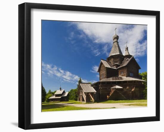 Russia, Novgorod Oblast, Veliky Novgorod, Vitoslavitsky Museum of Wooden Architecture, Traditional -Walter Bibikow-Framed Photographic Print