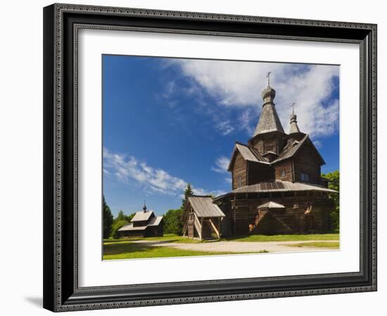 Russia, Novgorod Oblast, Veliky Novgorod, Vitoslavitsky Museum of Wooden Architecture, Traditional -Walter Bibikow-Framed Photographic Print