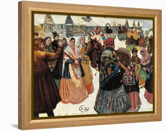 Russia, Painting of the Life in a Little Ukrainian Village-null-Framed Premier Image Canvas