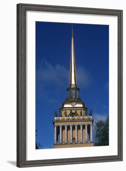 Russia, Saint Petersburg, Historic Centre, Admiralty Building, Detail of Tower-null-Framed Giclee Print