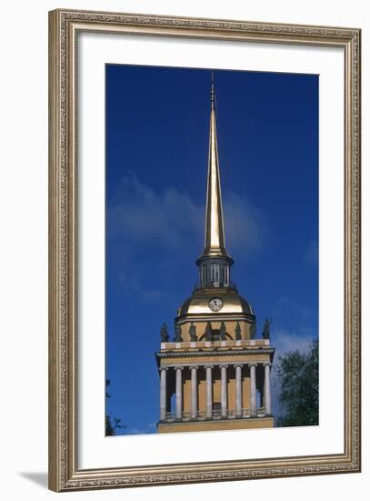 Russia, Saint Petersburg, Historic Centre, Admiralty Building, Detail of Tower-null-Framed Giclee Print