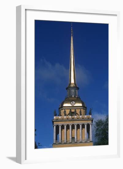 Russia, Saint Petersburg, Historic Centre, Admiralty Building, Detail of Tower-null-Framed Giclee Print