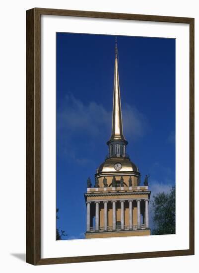 Russia, Saint Petersburg, Historic Centre, Admiralty Building, Detail of Tower-null-Framed Giclee Print