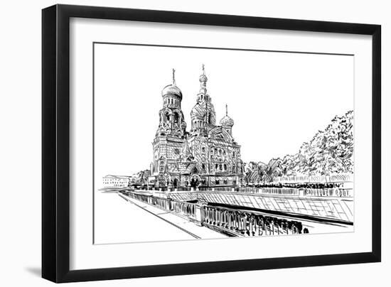 Russia. Saint Petersburg.Savior on Spilled Blood Hand Drawn Sketch. City Vector Illustration-RomanYa-Framed Art Print