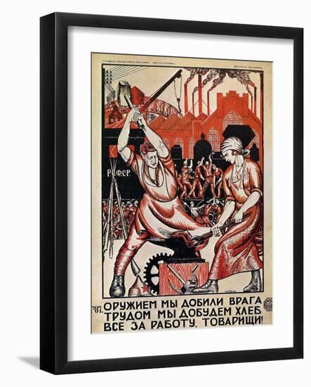 Russia: Soviet Poster, 1920-Nikolai Kogout-Framed Giclee Print