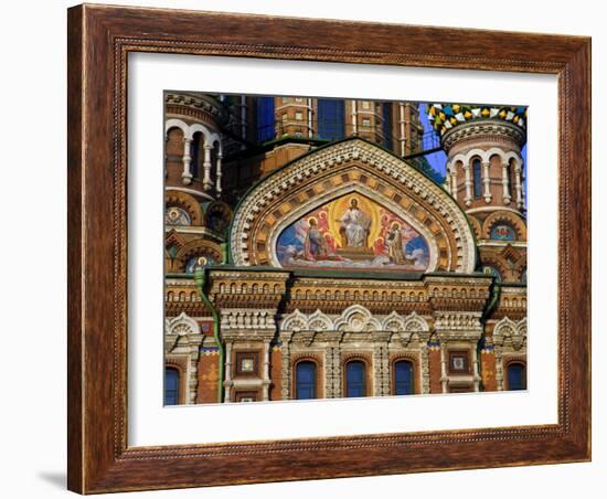 Russia, St; Petersburg; a Detail of the Restored Church of Christ the Saviour-Ken Sciclina-Framed Photographic Print