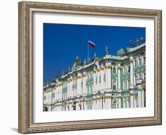 Russia, St. Petersburg, Dvotsovaya Square, Winter Palace and Hermitage Museum-Walter Bibikow-Framed Photographic Print