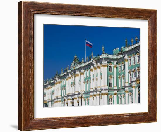 Russia, St. Petersburg, Dvotsovaya Square, Winter Palace and Hermitage Museum-Walter Bibikow-Framed Photographic Print