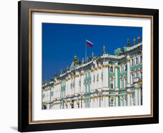 Russia, St. Petersburg, Dvotsovaya Square, Winter Palace and Hermitage Museum-Walter Bibikow-Framed Photographic Print