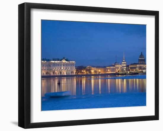 Russia, St;Petersburg; the Partly Frozen Neva River in Winter, with the Winter Palace-Ken Sciclina-Framed Photographic Print