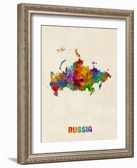 Russia Watercolor Map-Michael Tompsett-Framed Art Print