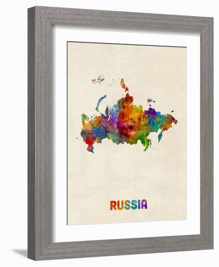 Russia Watercolor Map-Michael Tompsett-Framed Art Print