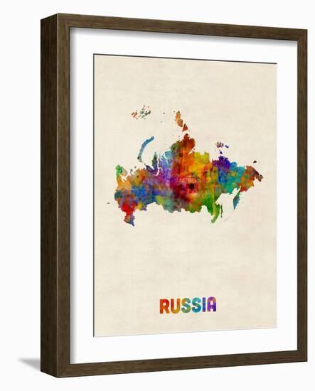 Russia Watercolor Map-Michael Tompsett-Framed Art Print