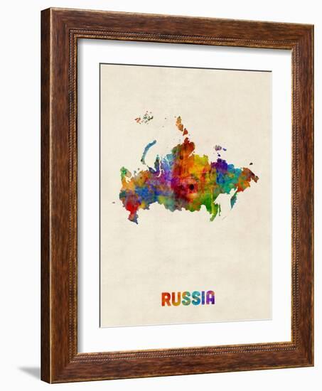 Russia Watercolor Map-Michael Tompsett-Framed Art Print