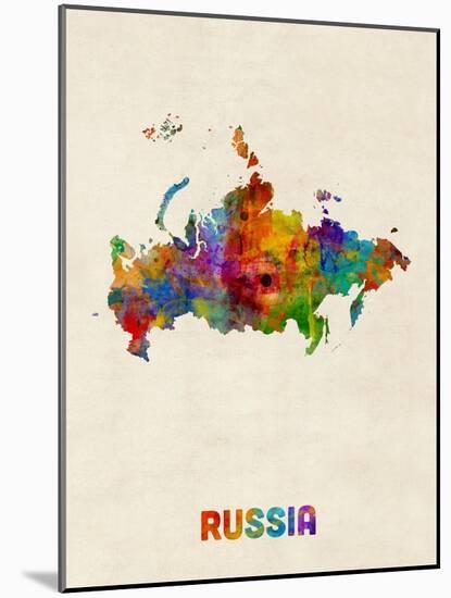 Russia Watercolor Map-Michael Tompsett-Mounted Art Print