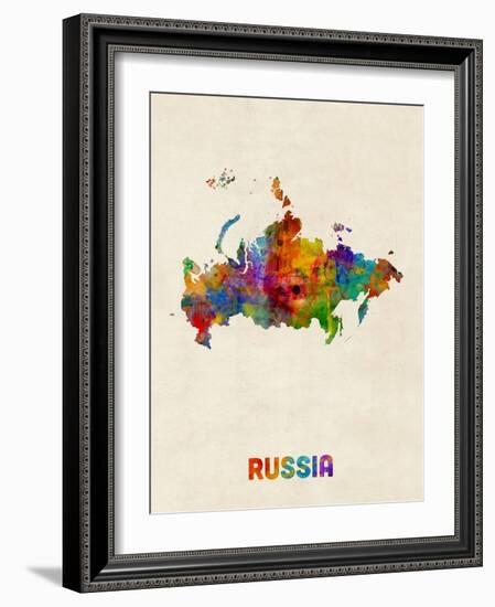 Russia Watercolor Map-Michael Tompsett-Framed Art Print