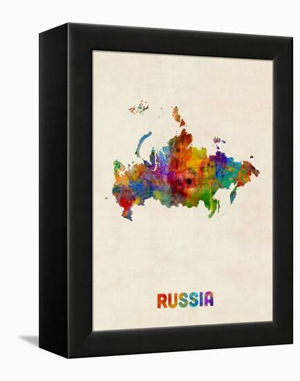 Russia Watercolor Map-Michael Tompsett-Framed Stretched Canvas